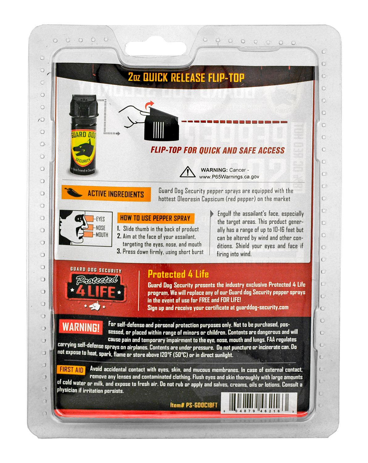 Guard Dog 2oz Flip Top Quick Release Pepper Spray