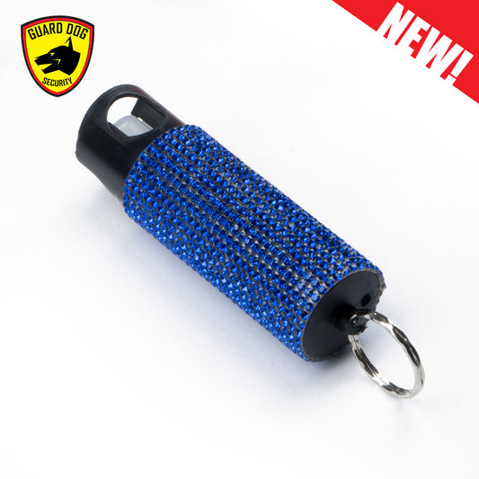 Bling It On Key Ring Pepper Spray with Blue Jeweled Case