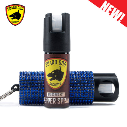 Bling It On Key Ring Pepper Spray with Blue Jeweled Case