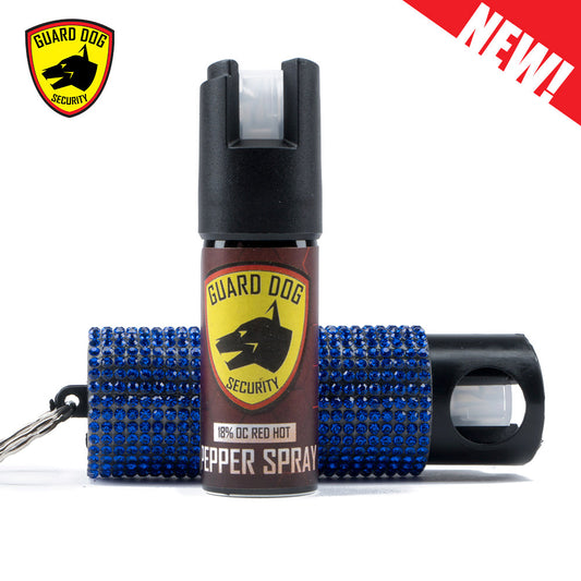 Bling It On Key Ring Pepper Spray with Blue Jeweled Case