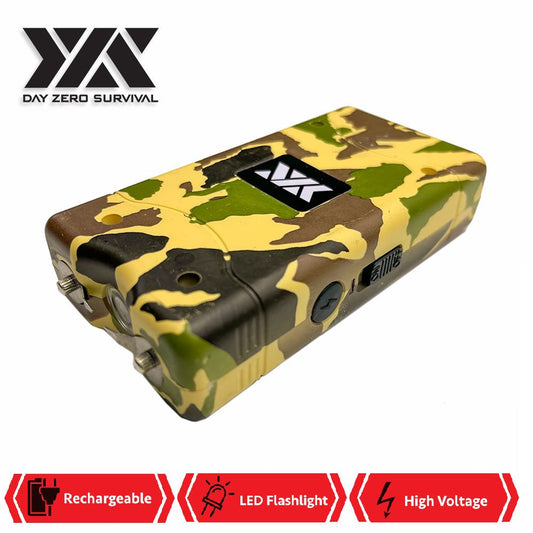 10 Million Volt Camo Rechargeable Stun Gun LED FlashLight