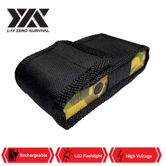 10 Million Volt Camo Rechargeable Stun Gun LED FlashLight