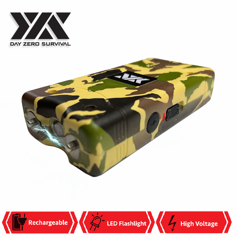 10 Million Volt Camo Rechargeable Stun Gun LED FlashLight