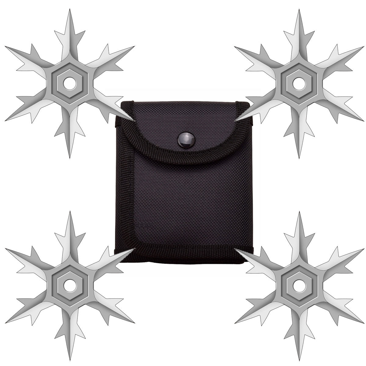 Silver Finish Six Point Throwing Ninja Stars