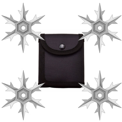 Silver Finish Six Point Throwing Ninja Stars