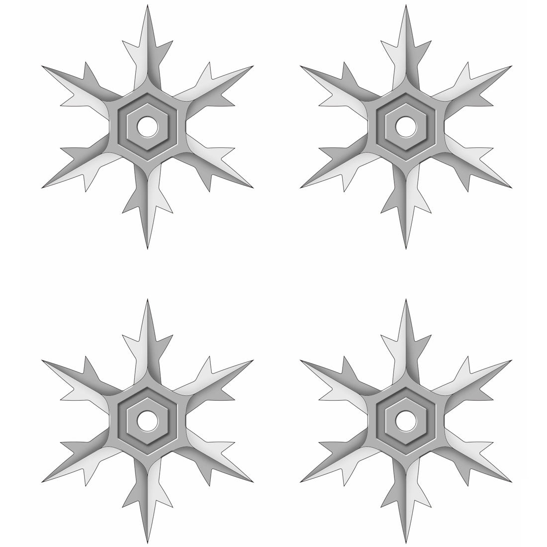 Silver Finish Six Point Throwing Ninja Stars