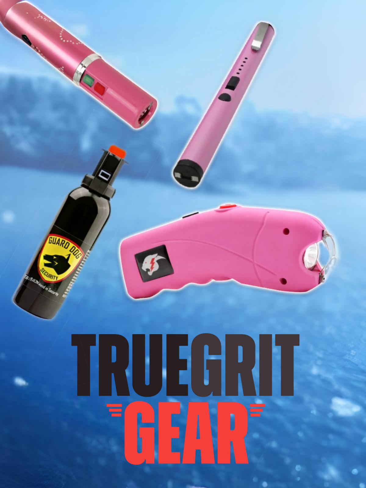 Self-defense gear for men and women featuring tasers, stun batons, and personal alarms