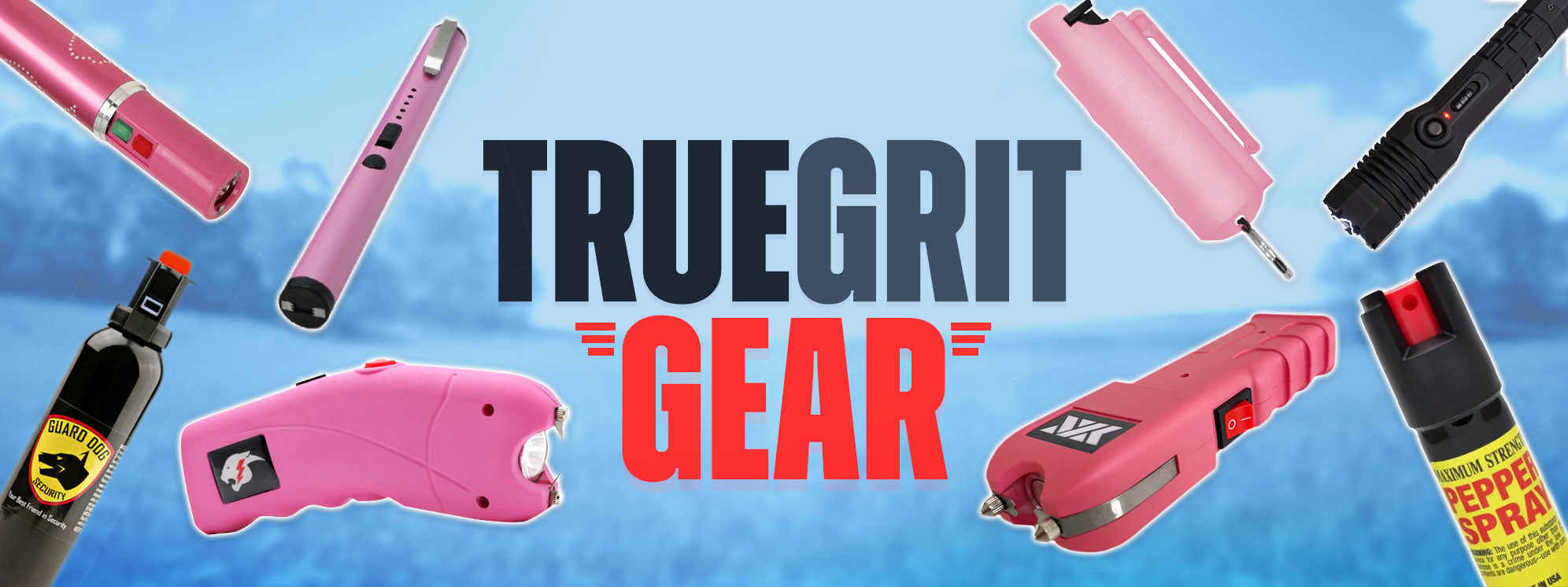 Self-defense gear for men and women featuring tasers, stun batons, and personal alarms